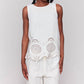 Charlie B - Linen Sleeveless Eyelet Embroidered Top