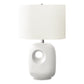 Contemporary 26"H White Ceramic Table Lamp with Ivory Shade