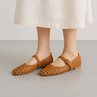 Cushionaire - Sapatilhas de balé elegantes Weston tecidas à mão para mulheres