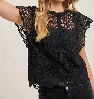 Bluivy - Blusa de crochê sem mangas em malha de renda