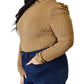 Basic Bae - Ribbed Mock Neck Top With Puff Sleeves