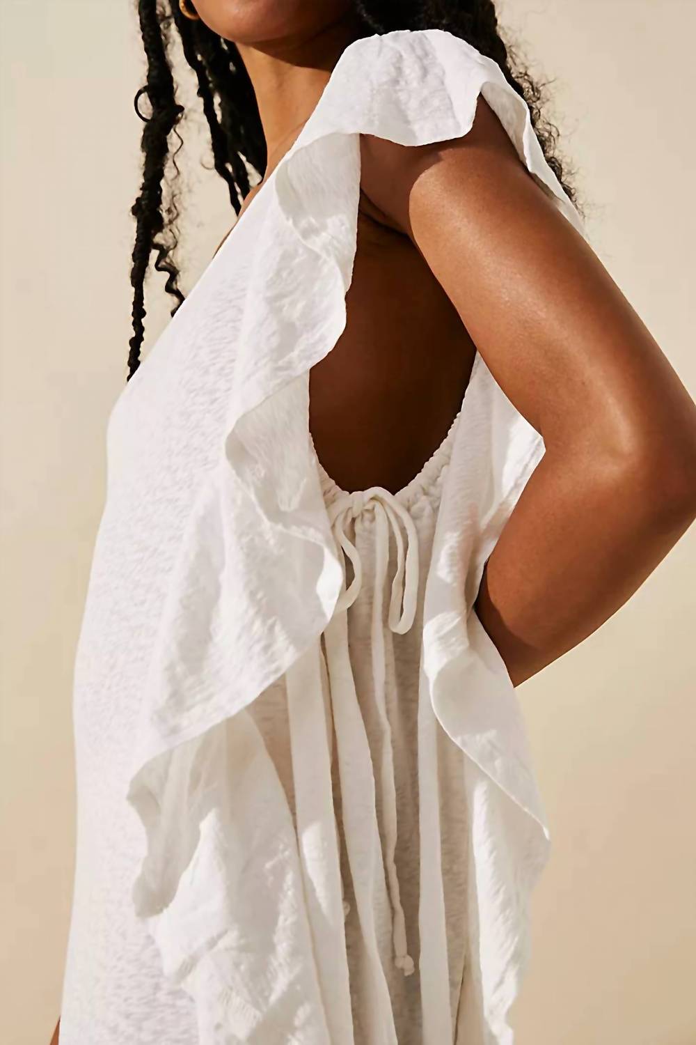 Free People - Elisa Cotton Ruffled One Shoulder Dress