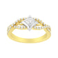10K Two Tone Color 2/3 Cttw Diamond Kite and Twist Shank Ring (H-I Color,SI2-I1 Clarity)