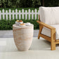 Outdoor / Indoor Lightweight Concrete Side Table, Travertine - Beige