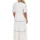 Blue Blush - Embroidered Dreams Tiered Midi Dress