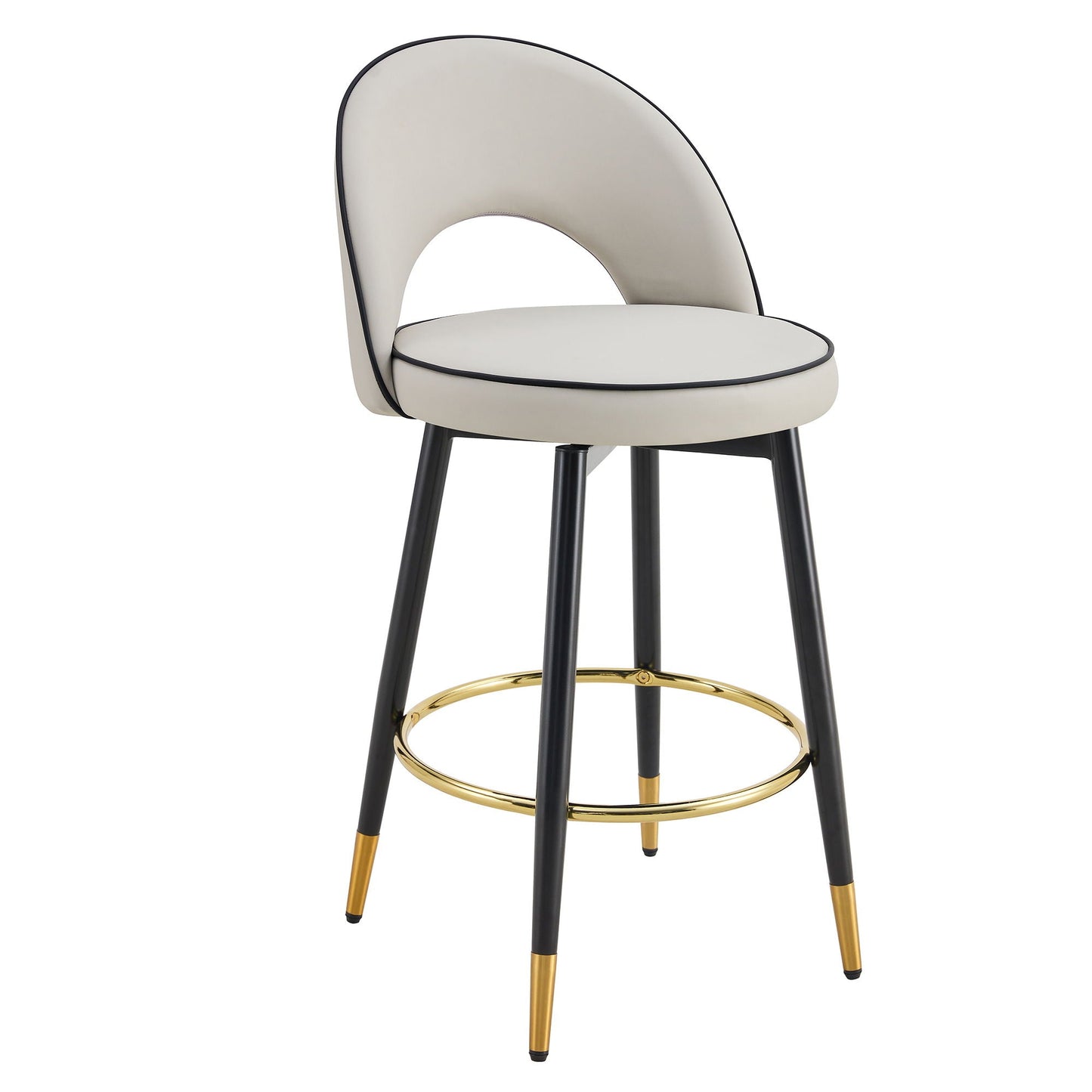 Modern Upholstered 360° Rotatable Bar Chair With Metal Legs For Dining Room (Set of 2)