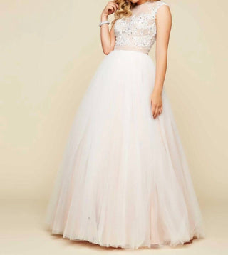 Mac Duggal - Vestido de baile de tule com decote ilusão