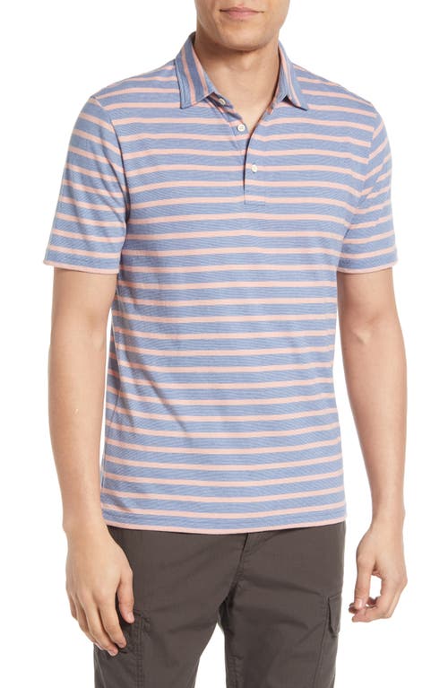 Faherty Men's Isle Stripe Cotton Polo in Sunset Rose Stripe, Size Small