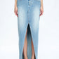 Bayeas - Lauren Mid Rise Slit Denim Maxi Skirt