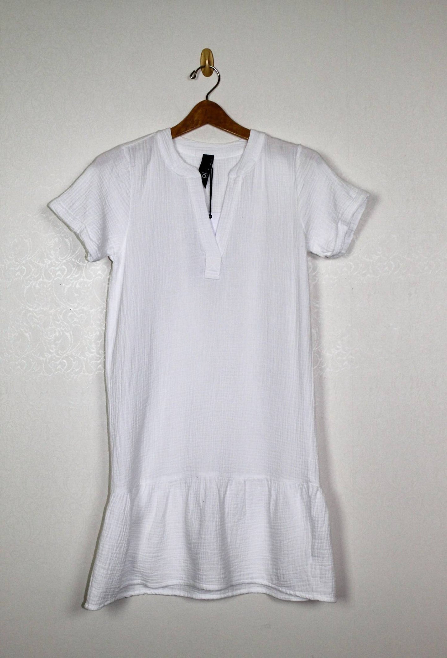 Bobi - Split Neck Ruffle Hem Dress