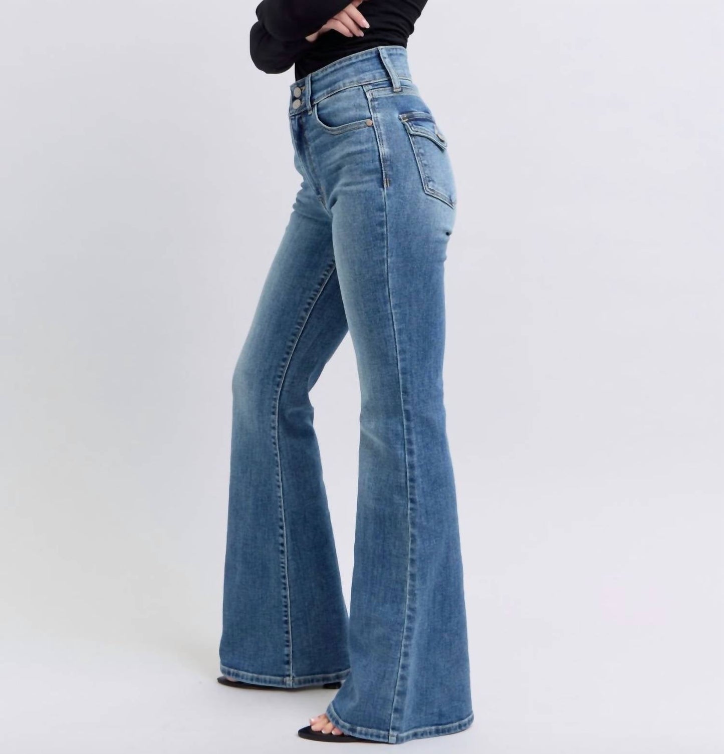 Judy Blue - High Waist Double Button Flare Jeans