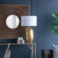 D18x31" Round Aluminum Sheet Gold Table Lamp with White Fabric Shade