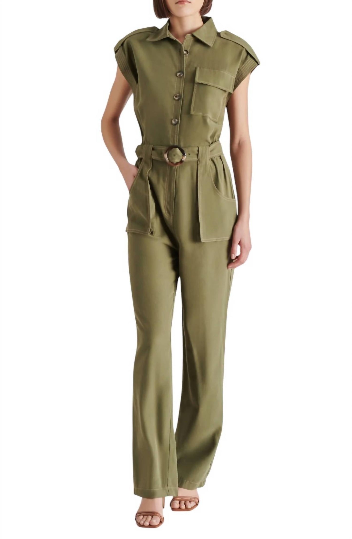 Steve Madden - Gene Jumpsuit with Belt and Utility Pockets