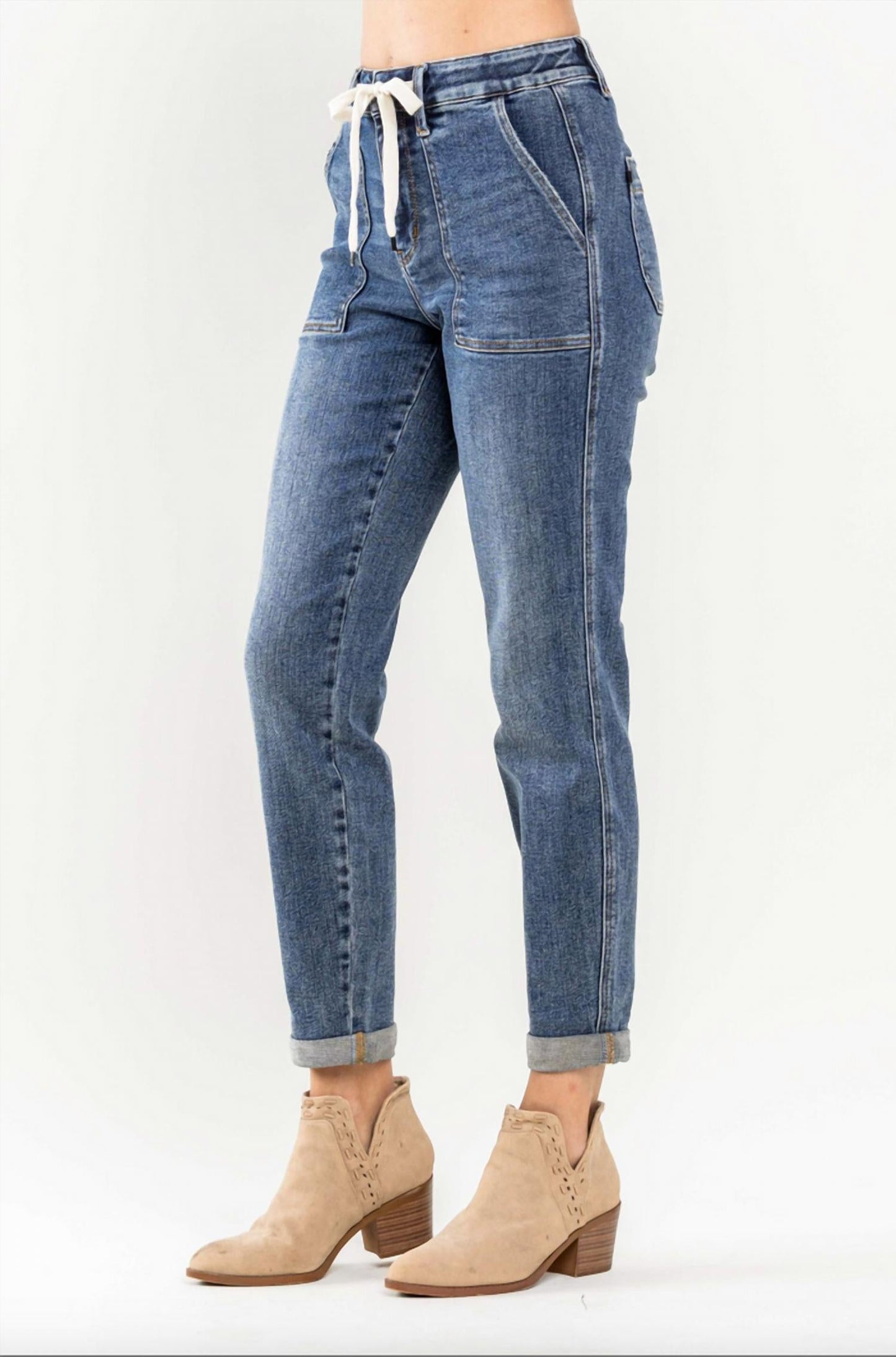 Judy Blue - High Waist Cuffed Denim Jogger