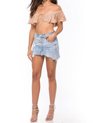 Blue Life - Top de renda Melanie com ombros à mostra