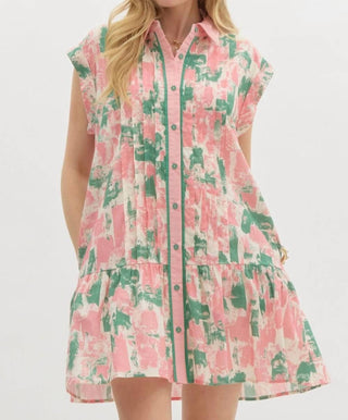 Entro - Vestido Aquarela com Detalhe Pintuck