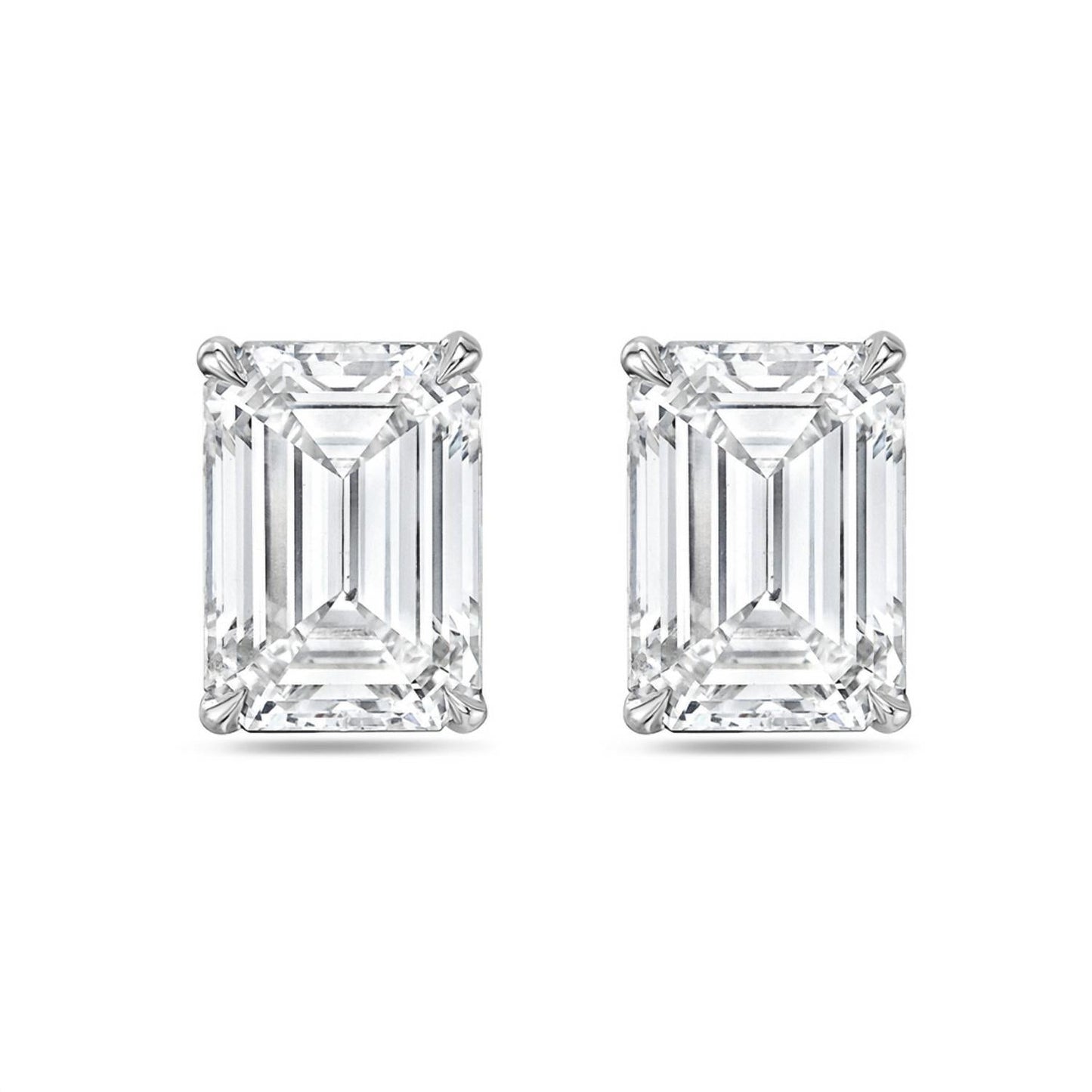 Diana M Jewels - 12 Carat Emerald Cut Lab Grown Diamond Prong Stud Earrings