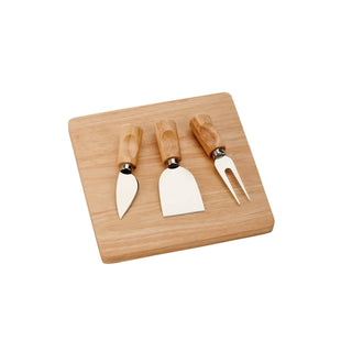 Creative Gifts International - Rubberwood Cheese Cutting Board Set with 3 Tools
