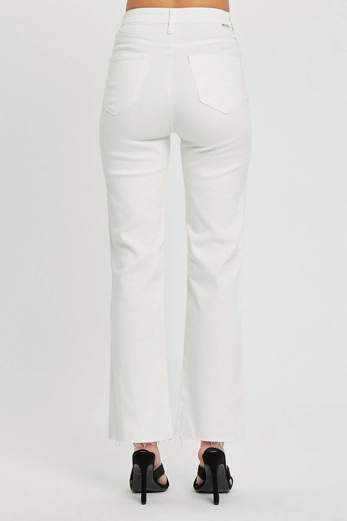 Risen - High Rise Ankle Straight Raw Hem With Side Slit Pants