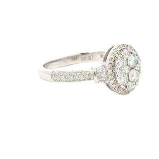 Aamiaa - Anel de noivado oval com diamante natural de 1,33 quilates e halo - Tamanho 6,5