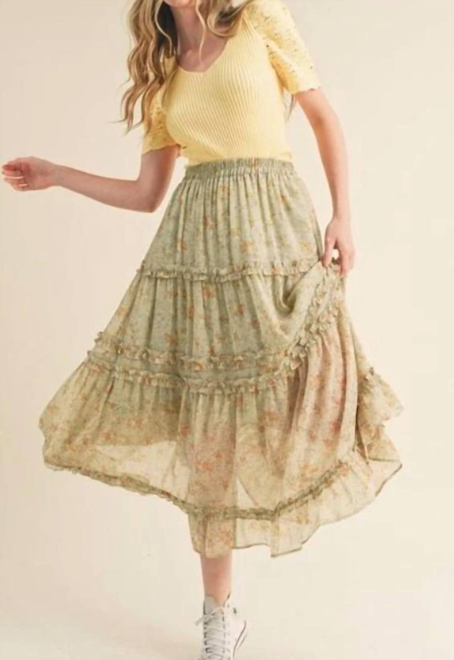 &Merci - Floral Tiered Maxi Skirt