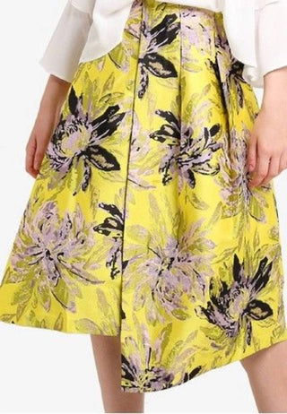 Topshop - Saia midi assimétrica com estampa floral jacquard
