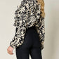 Double Take - Full Size Printed Ruffle Trim Balloon Sleeve Shirt