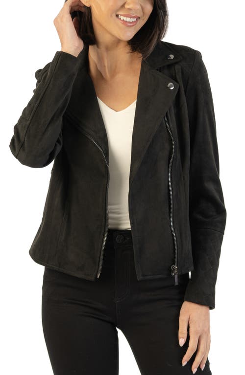 KUT from the Kloth Marlowe Faux Suede Moto Jacket in Black, Size X-Small
