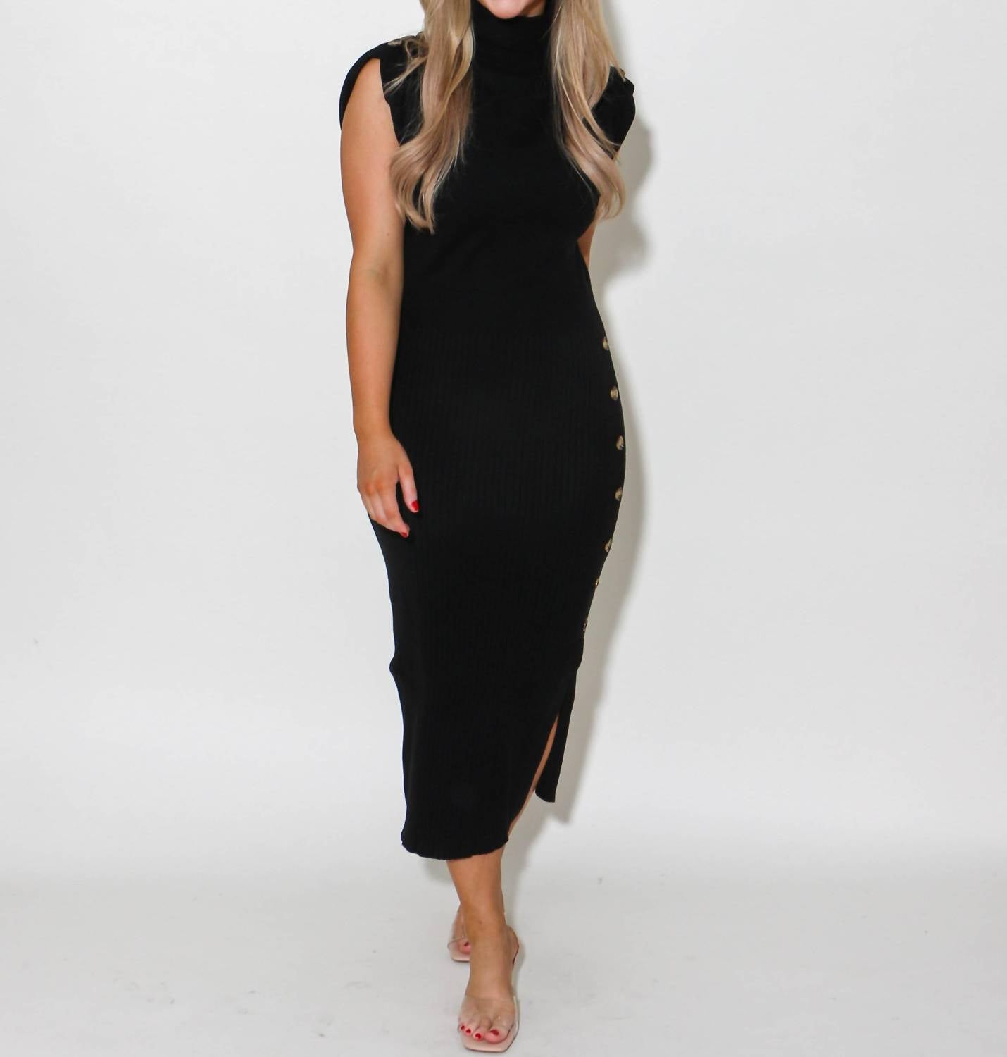 Thml - Turtleneck Midi Dress With Button Details