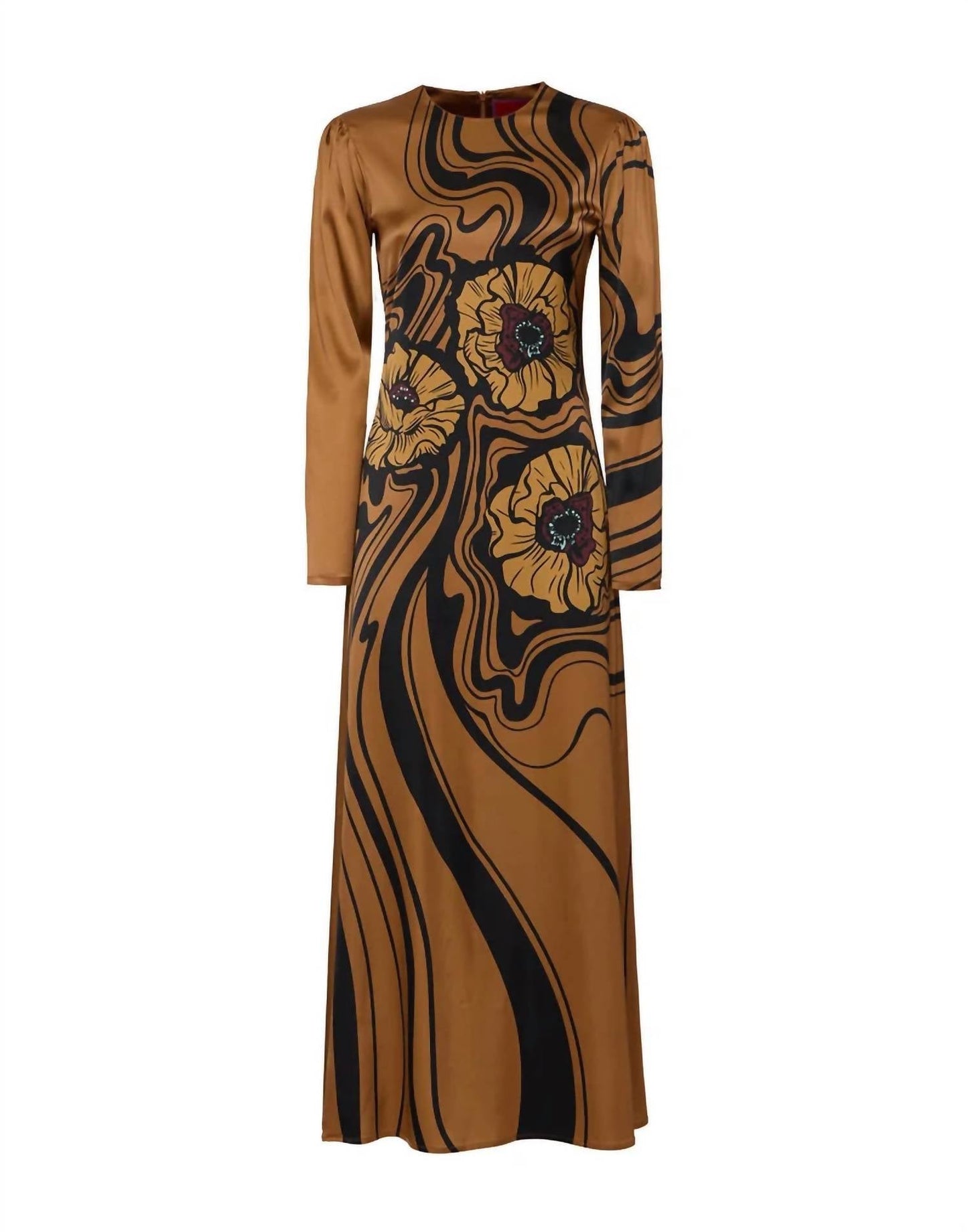 La Doublej - Clingy Swing Satin Stretch Big Blooms Placee Dress
