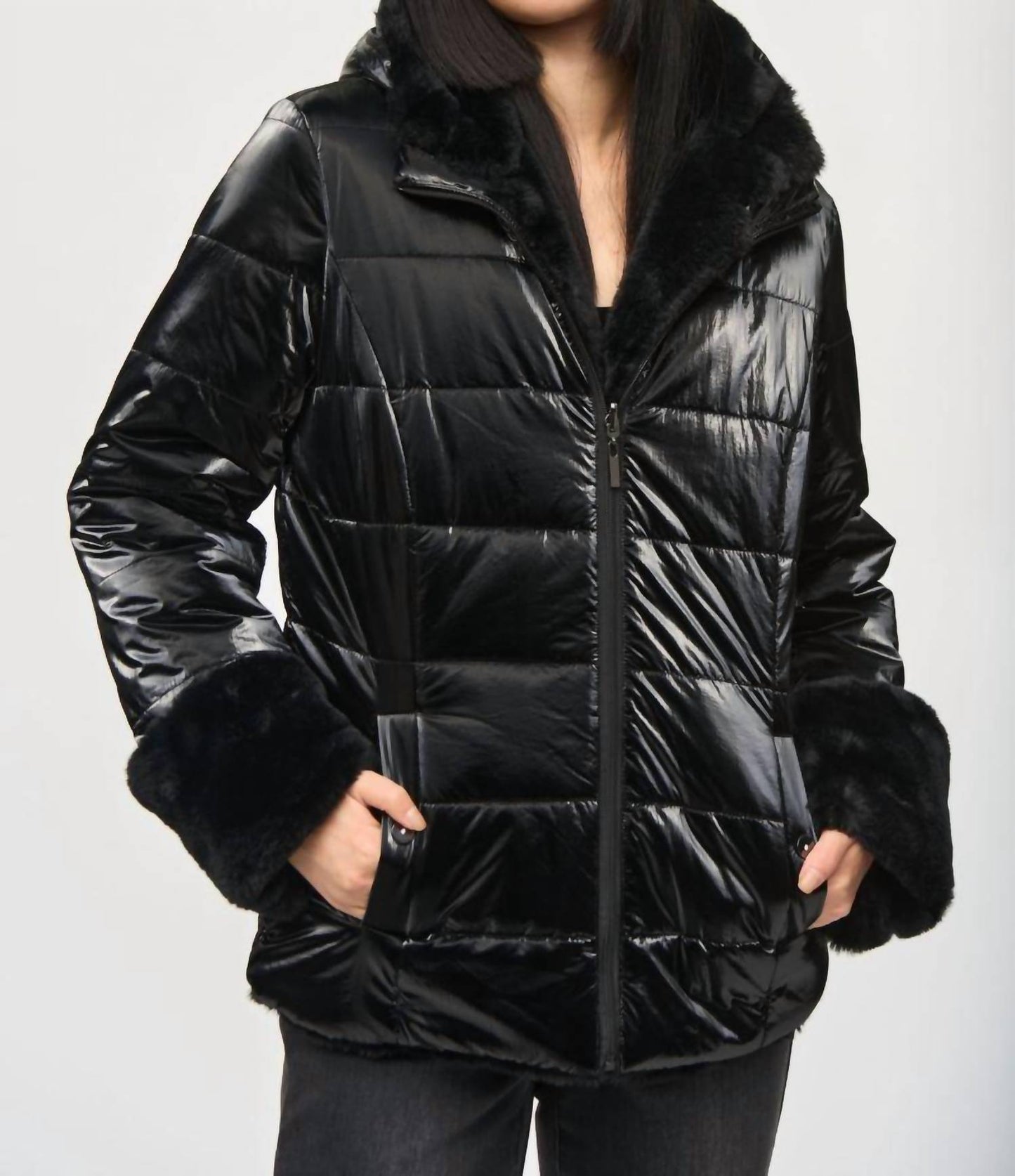 Joseph Ribkoff - Reversible Faux Fur Quilted Puffer Coat