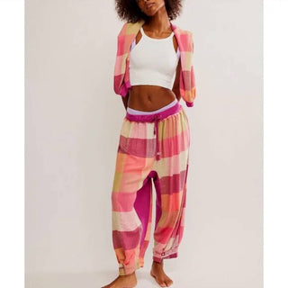 Free People - Calça de flanela Sugar Cookie