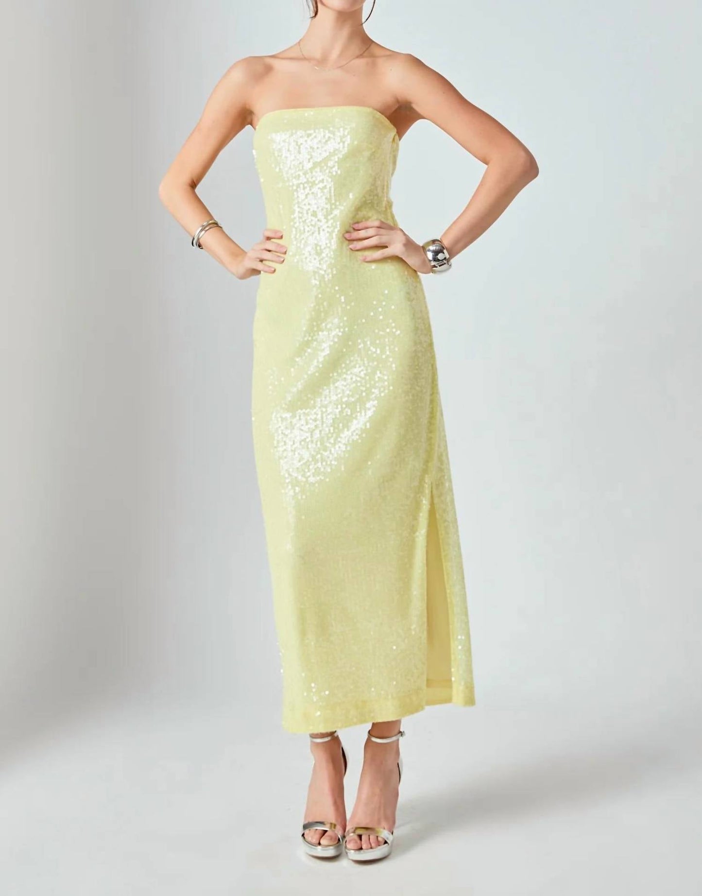 2.7 August Apparel - Strapless Sequin Maxi Dress