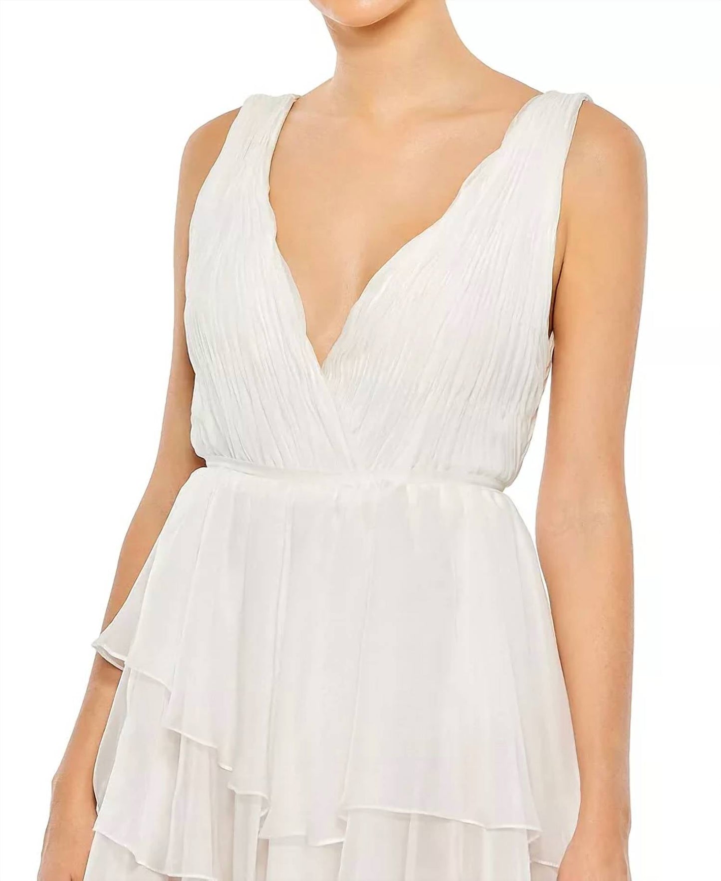 Mac Duggal - Built In Bodysuit Tiered High Low Gown