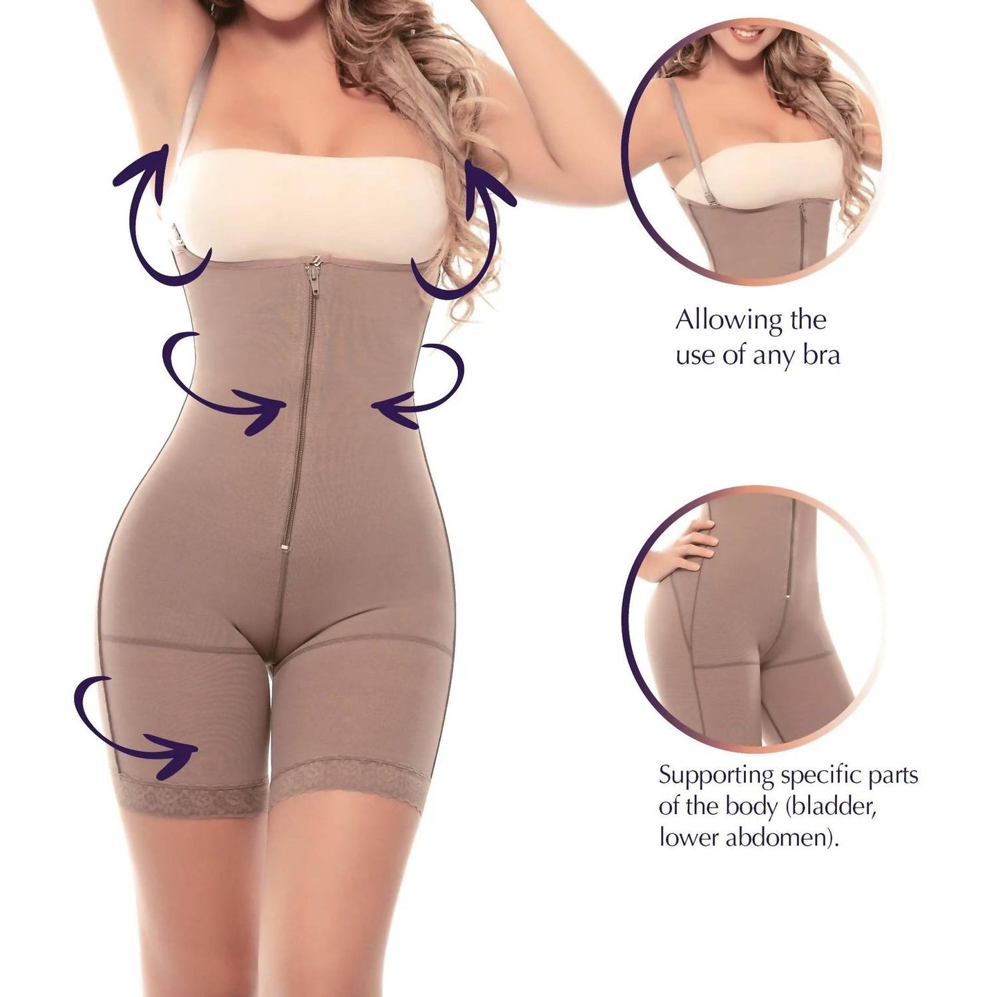 Siluets - 1014 Postsurgical Slimming Braless Mid-thigh Body Shaper