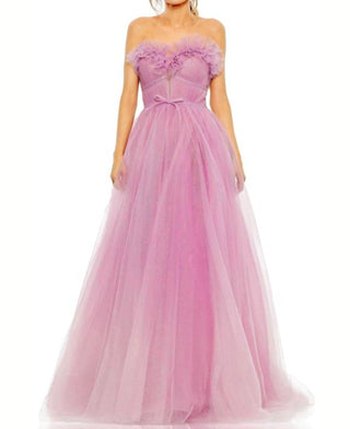 Mac Duggal - Vestido de baile sem alças em tule brilhante
