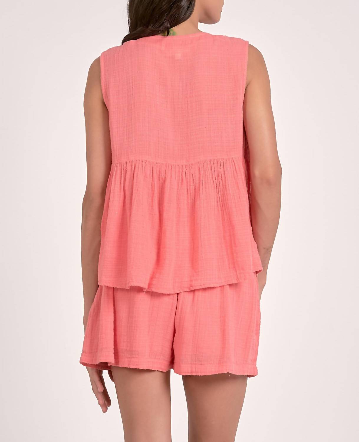 Elan - Peplum Gauze Tank
