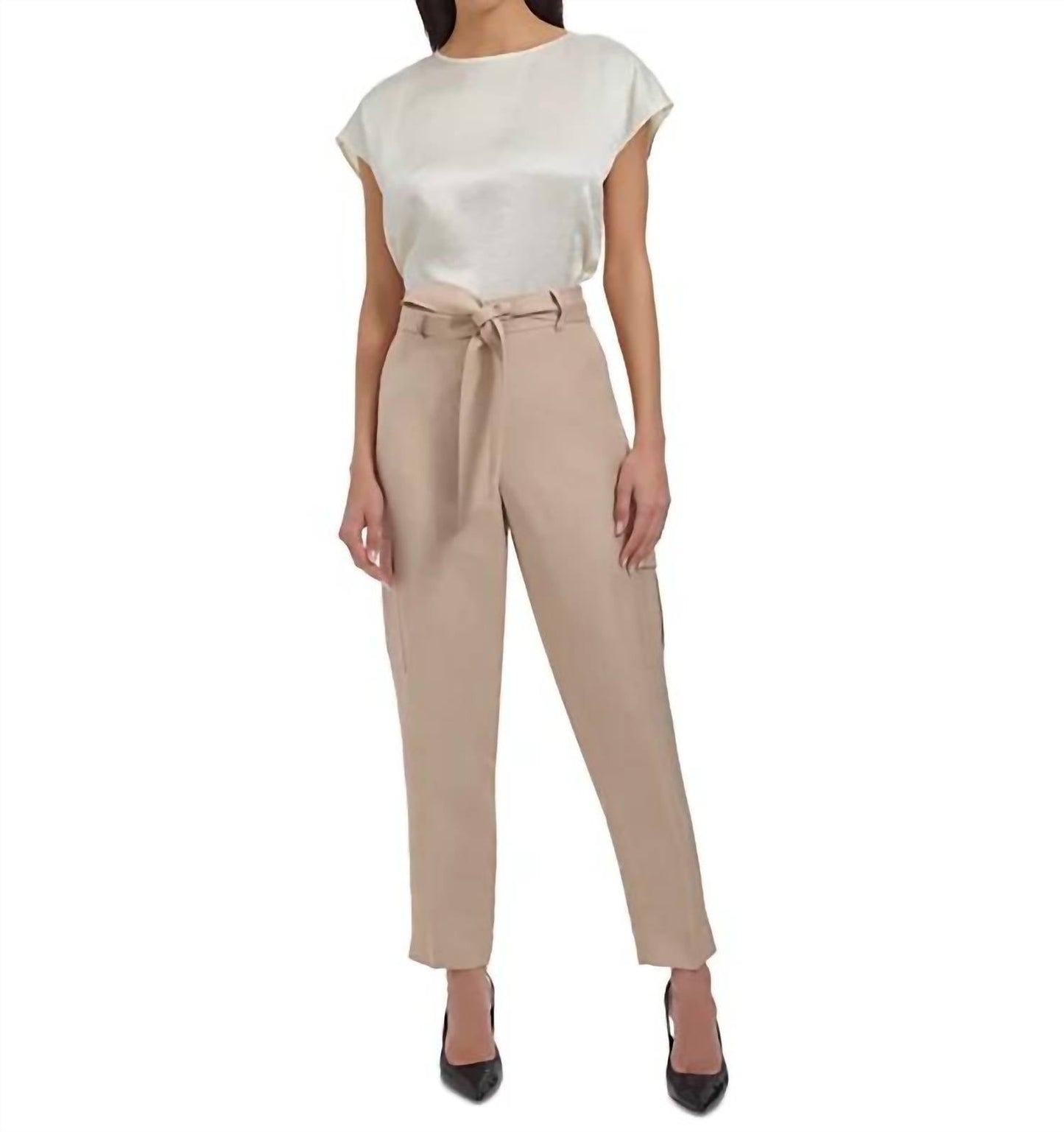 Calvin Klein - Linen Blend Tie Waist Pants