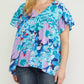 Entro - Floral Babydoll Ruffle Sleeve Top