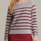 525 America - Brooke Crew Neck Textured Stripe Pullover Sweater