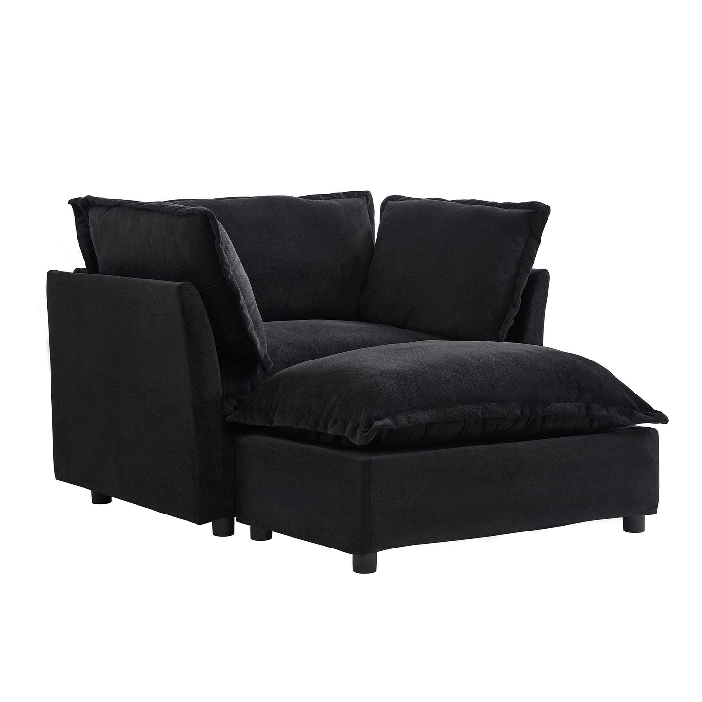 Modern Armchair Sofa 47" Cozy Upholstered Sofa Chair with Movable Ottoman