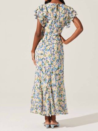 Astr - Vestido longo com mangas esvoaçantes florais Celestine