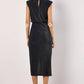Apricot - Sparkle Mock Neck Ruched Dress