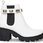 Steve Madden - Women's Amulet White Gold Stone Fashion Chelsea Platform Block Heel Boots