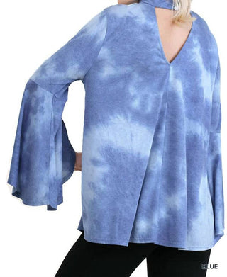 Umgee - Blusa boêmia com manga sino e tie-dye