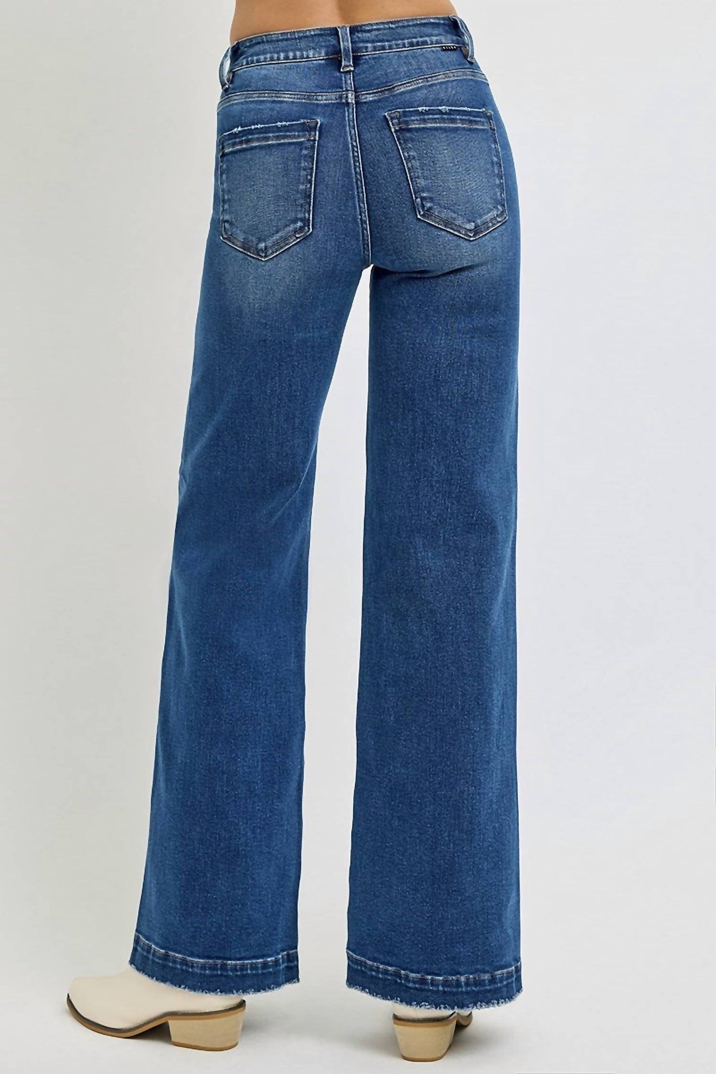 Risen - High Rise Wide Leg Front Patch Pocket Jeans