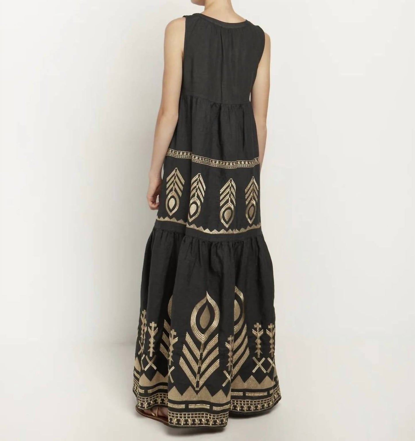 Greek Archaic Kori - Neva Feather Sleevless Maxi Dress
