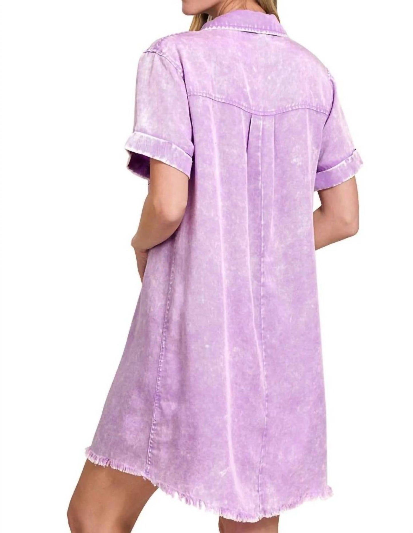 Trendsi - Zenana Tencel Mineral Washed Collared Shirts Dress