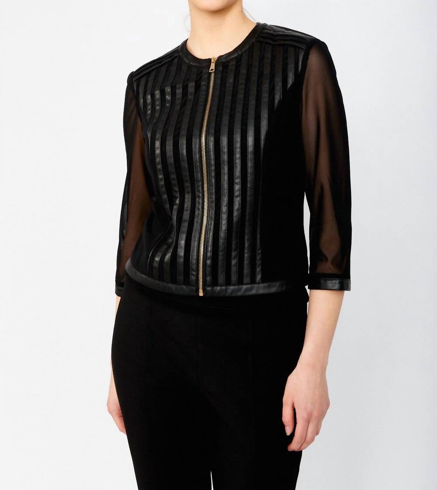 Frank Lyman - Zipper Closure Striped Jacket
