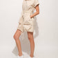 And The Why - Short Sleeve Drawstring Hooded Mini Dress